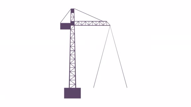 Animated Tower Crane Raising Error Inaccessible Website Concept White Background — Vídeo de Stock