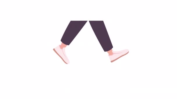Animated Forward Walking Feet Wandering Strolling Flat Person Legs White — Stockvideo