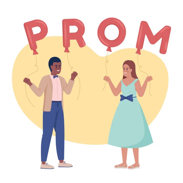 Prom Date Vector Isolated Illustration Couple Inviting Each Other Party — Wektor stockowy