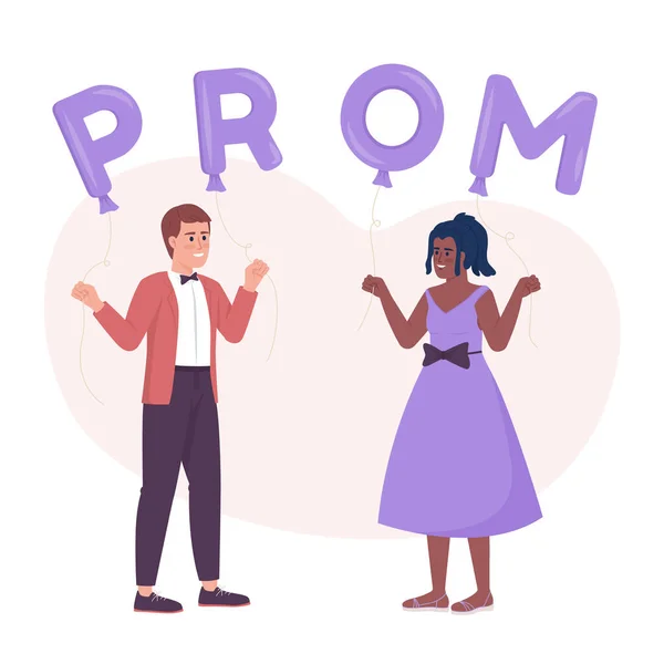 Prom Night Vector Isolated Illustration Friends Celebrating Dancing Flat Characters — Wektor stockowy