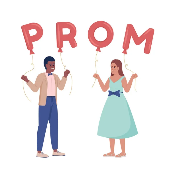 Couple Inviting Each Other Prom Party Semi Flat Color Vector — Image vectorielle