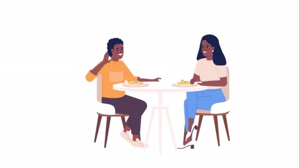 Animated Enjoying Dinner Mom Family Bonding Full Body Flat People — Αρχείο Βίντεο