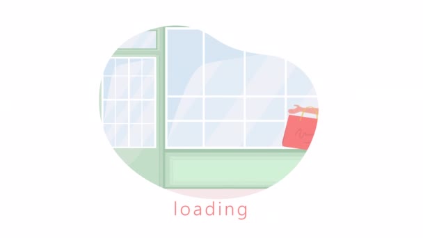 Animated Going Shopping Loader Visiting Boutique Looped Flat Characters Video — Vídeo de Stock