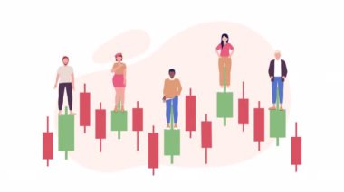 Animated brokers and traders loader. Stock market. Looped flat 2D characters 4K video footage. Color isolated loading progress animation with alpha channel transparency for website, social media