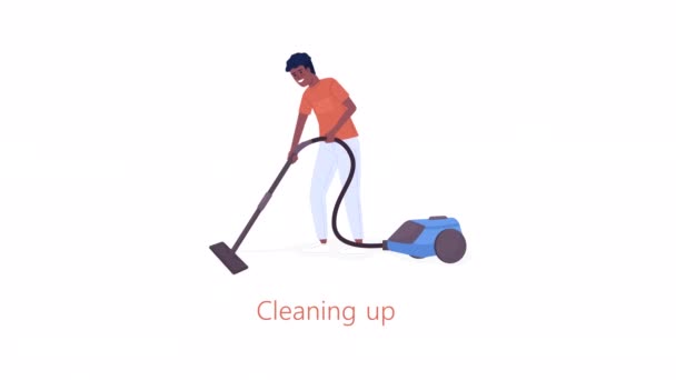 Animated Cleaning Loader Cleanup Utility Flat Person Video Footage Alpha — Wideo stockowe