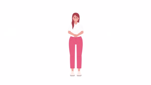 Animated Successful Young Woman Female Entrepreneur Full Body Flat Person — Stockvideo