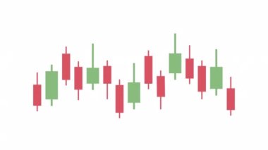 Animated changing candlesticks. Stock market trends. Patterns. Flat cartoon style element 4K video footage. Color illustration on white background with alpha channel transparency for animation