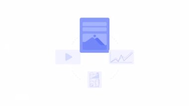 Animated choosing educational apps. Select options for investment learning. Flat cartoon elements 4K video footage. Color illustration on white background with alpha channel transparency for animation