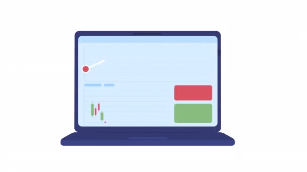 Estoque Monitor Animado Laptop Site Navegação Para Investidores Plano Desenho — Vídeo de Stock