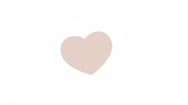 Animated Beige Heart Flying Trendy Love Valentines Day Flat Cartoon — Stock Video