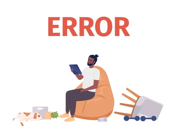 Losing Internet Connection Tablet 404 Page Found Illustration Displeased Man — 图库矢量图片