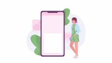 Animated personal branding. Improving digital brand identity. Influencer 2D cartoon flat character 4K video footage on white with alpha channel transparency. Concept animation for web design