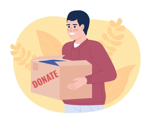 Donating Clothes Homeless Shelters Vector Isolated Spot Illustration Male Volunteer — Vetor de Stock