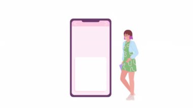 Animated developing personal brand. Improving social networking account 2D cartoon flat character 4K video footage on white with alpha channel transparency. Concept animation for web design