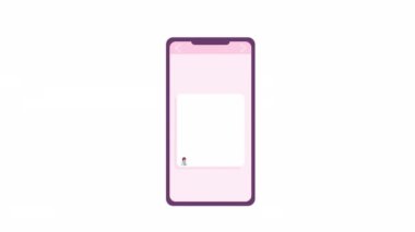 Animated social media account. Filling personal and professional profile online. Flat device screen animation on white background with alpha channel transparency. Color cartoon style 4K video footage