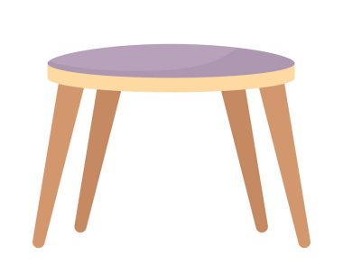 Round wood coffee table semi flat color vector object. Contemporary living room furniture. Editable icon. Full sized item on white. Simple cartoon spot illustration for web graphic design, animation