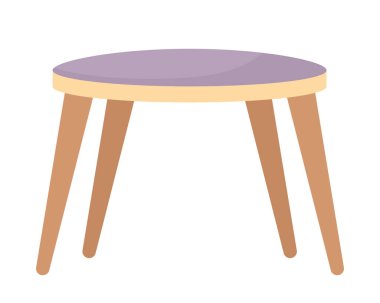 Round wood coffee table semi flat color vector object. Contemporary living room furniture. Editable icon. Full sized item on white. Simple cartoon spot illustration for web graphic design, animation clipart