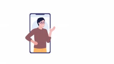 Animated promoting product online. Building brand community. Viral marketing. 2D cartoon flat character 4K video footage on white with alpha channel transparency. Concept animation for web design