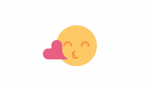 Emoticon Beijo Soprando Animado Ícone Estilo Desenho Animado Plano Imagens — Vídeo de Stock