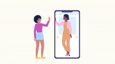 Animated online platform management. Successful blogger, vlogger. 4K video explainer with flat 2D characters. Color motion graphic animation with alpha channel transparency for advertising, marketing