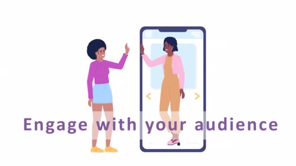 Animated Social Media Influence Audience Engagement Video Explainer Flat Characters — Stok video