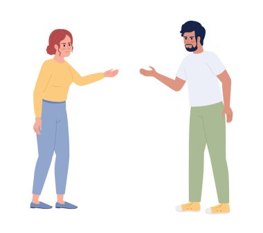 Couple arguing all time over small things semi flat color vector characters. Editable figures. Full body people on white. Simple cartoon style spot illustration for web graphic design and animation