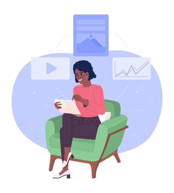 Studying becoming investor course flat concept vector spot illustration. Editable 2D cartoon character on white for web design. E learning at home creative idea for website, mobile, magazine