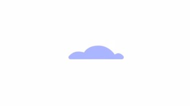 Animated moving up down blue cloud. Flat cartoon style icon 4K video footage. Digital transformation. Computing color isolated element animation on white background with alpha channel transparency