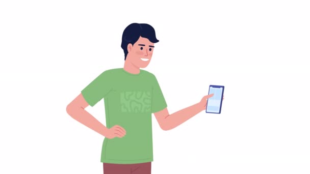 Animated Buying Clothes Online Happy Customer Paying Wireless Goods Cartoon — Vídeo de Stock