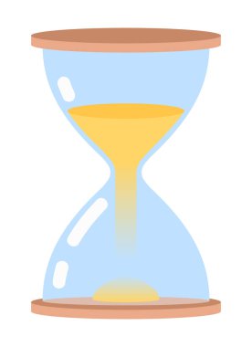 Hourglass with falling sand semi flat color vector object. Editable element. Glass clock. Full sized icon on white. Simple cartoon style spot illustration for web graphic design and animation