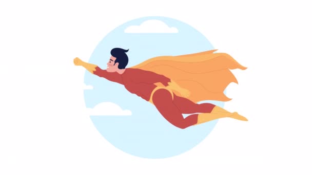 Κινούμενο Ιπτάμενο Φορτωτή Υπερήρωα Ήρωας Κάπα Flash Μήνυμα Βίντεο Χρώμα — Αρχείο Βίντεο