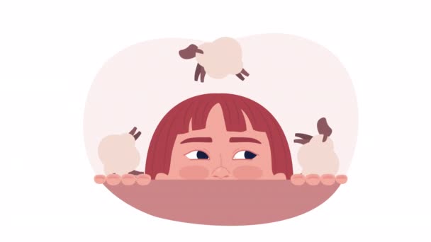 Animated Counting Sheep Loader Sleepless Girl Flash Message Video Footage — Vídeo de Stock