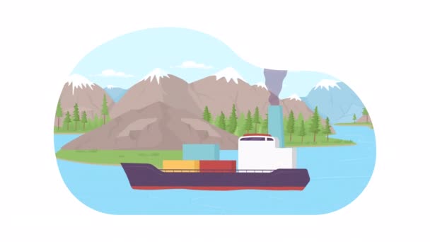 Animated Floating Boat Loader Cargo Ship Flash Message Video Footage — Vídeo de stock