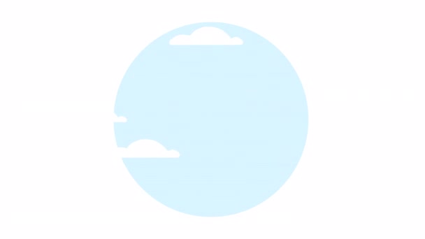 Cielo Blu Animato Con Nuvole Luminoso Giorno Flat Cloudscape Scena — Video Stock