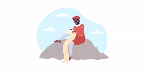 Анимационный средневековый поэт-погрузчик. Флэш-сообщение 4К. Индикатор прогресса ожидания-анимации с прозрачностью альфа-канала для веб-дизайна, социальных медиа