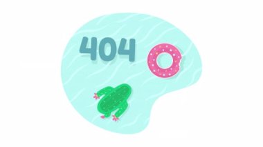 Canlandırılmış şilte 404 hatası. Yüzme havuzu aktiviteleri. Alfa kanalı şeffaflığı olan boş 4K video görüntüleri. Flaş mesaj. Kırık bağlantı ve web tasarımı için renk canlandırması yüklenemedi