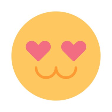 Cute emoticon with heart eyes semi flat color vector icon. Amazed emoji expression. Editable full sized element on white. Simple cartoon style spot illustration for web graphic design and animation