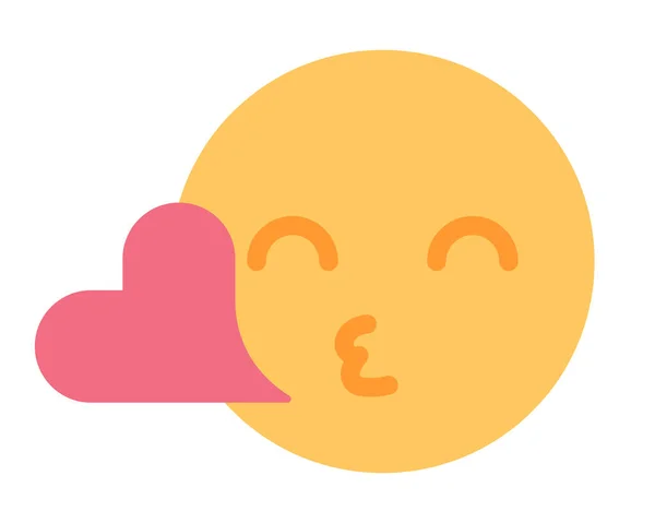 Emotion Blowing Kiss Red Heart Semi Flat Color Vector Icon — Archivo Imágenes Vectoriales