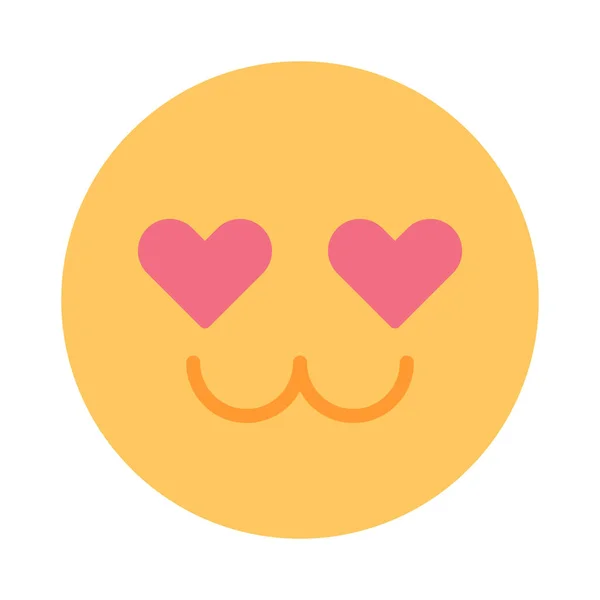 Cute Emoticon Heart Eyes Semi Flat Color Vector Icon Amazed — Stockvektor