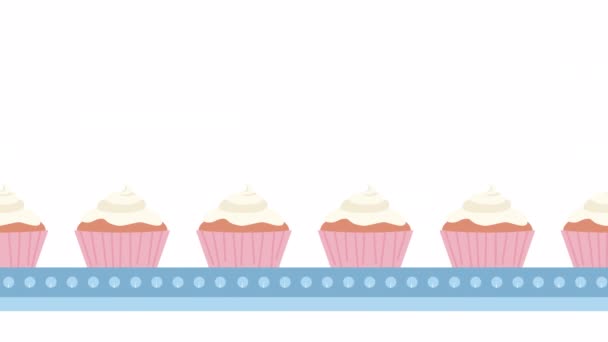 Cargador Animado Preparación Cupcakes Pastelería Cocina Panadería Imágenes Vídeo Con — Vídeo de stock