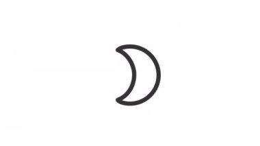 Animasyon Ay Yükleyicisi. Ay evreleri. Astroloji. Basit siyah beyaz yükleme simgesi. Alfa kanalı şeffaflığı olan 4K video görüntüleri. Web UI tasarımı için bekleme canlandırma süreci göstergesi