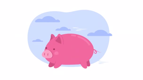 アニメーション疲れたピンクの豚404エラー ピギーはレース後に倒れた アルファチャンネル透明度のある空の状態4Kビデオ映像 フラッシュメッセージ 壊れたリンク ウェブデザインのための色の読み込みに失敗しました — ストック動画