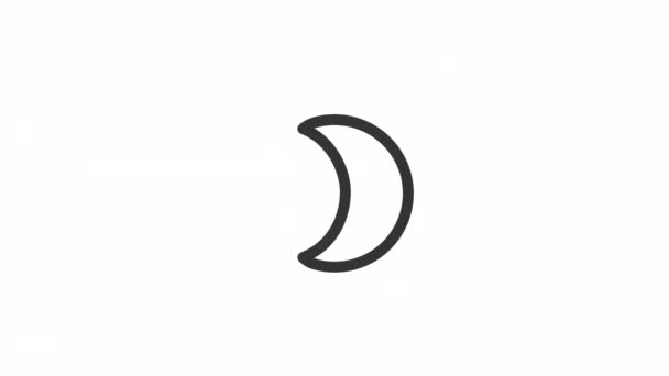 Animovaný Měsíční Nakladač Měsíční Fáze Astrologie Jednoduchá Černá Bílá Ikona — Stock video