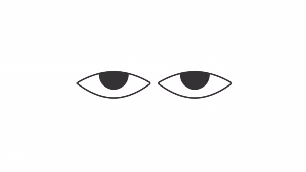 Animovaný Nabíječ Očí Zmatený Pohled Jednoduchá Černá Bílá Ikona Zatížení — Stock video