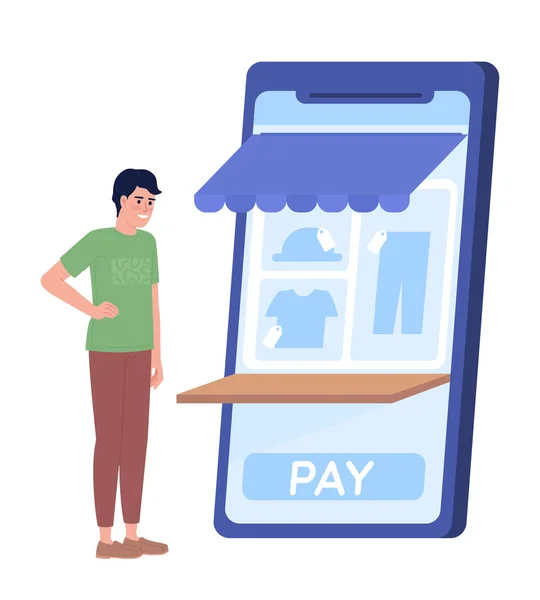 Homme Client Payant Pour Les Vêtements Ligne Illustration Vectorielle Spot — Image vectorielle