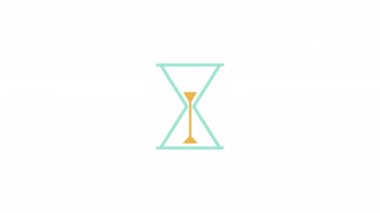 Canlandırılmış kum zamanlayıcısı. Kum saati. Bekleme işlemi. Alfa kanalı şeffaflığı olan 4K video görüntüleri. Web sitesi yükleyicisi. Web UI tasarımı için renkli yükleme süreci canlandırması