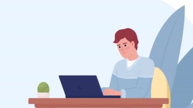 Animasyon yapay zeka metin üreteci. Yapay zeka kullanan içerik pazarlamacısı. 2D çizgi film düz karakter 4K video görüntüsü alfa kanal şeffaflığı ile beyaz üzerine. Web tasarımı için konsept animasyonu