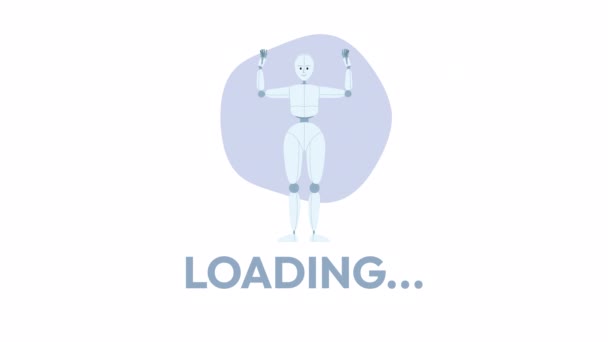 アニメーションロボットダンスローダー 人工システムだ フラッシュメッセージ4Kビデオ映像 ウェブデザイン ソーシャルメディアのためのアルファチャンネル透明性を持つカラー分離された読み込み待機アニメーション進行状況インジケータ — ストック動画