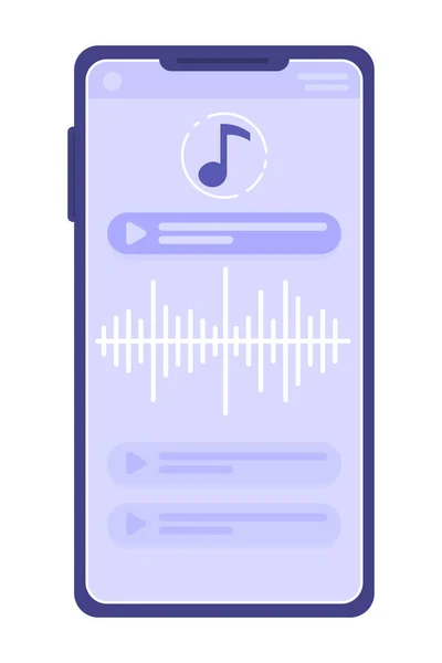 Musikspelare App Mobiltelefon Platt Koncept Vektor Plats Illustration Redigerbar Tecknad — Stock vektor