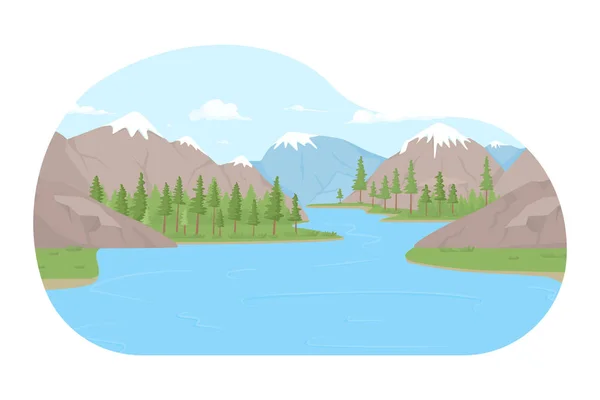Suyla Çevrili Dağ Adaları Vektör Izole Edilmiş Nokta Çizimi Karikatür — Stok Vektör